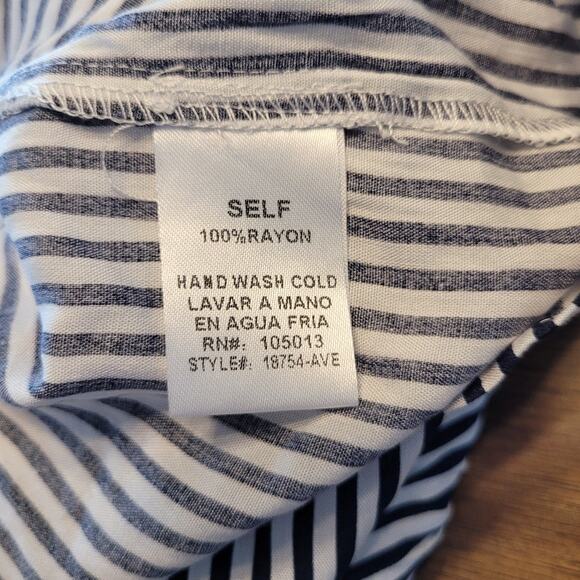 Andree By Unit Striped Boho Peasant Blouse NWT Women’s Large Tie Back - Picture 7 of 8